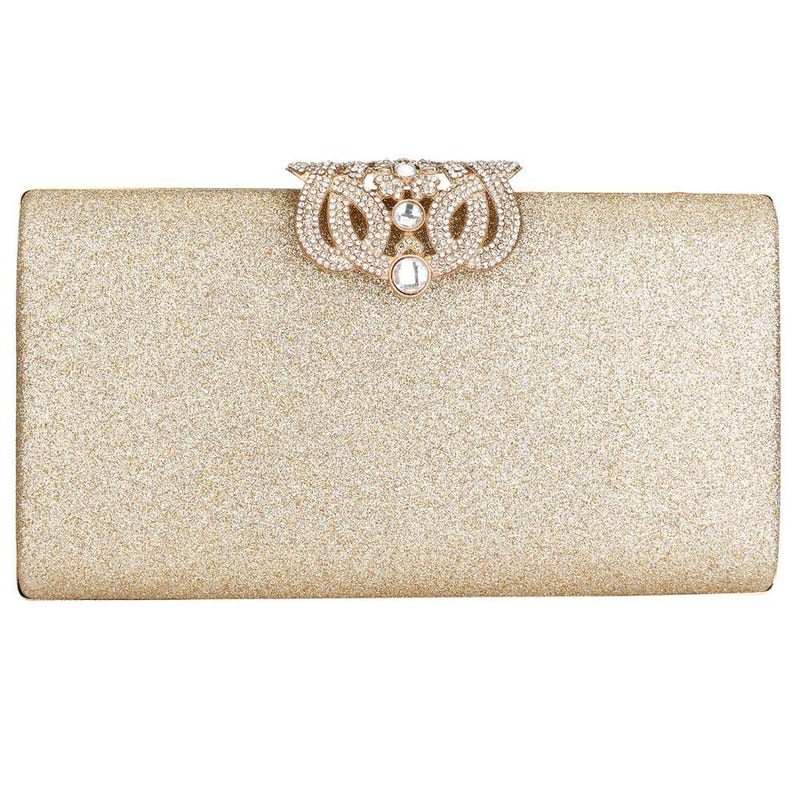 EROUGE Leather Sparkling Evening Clutch Purse Women Designer Handbag for Wedding Party (Champagne) - Image 1